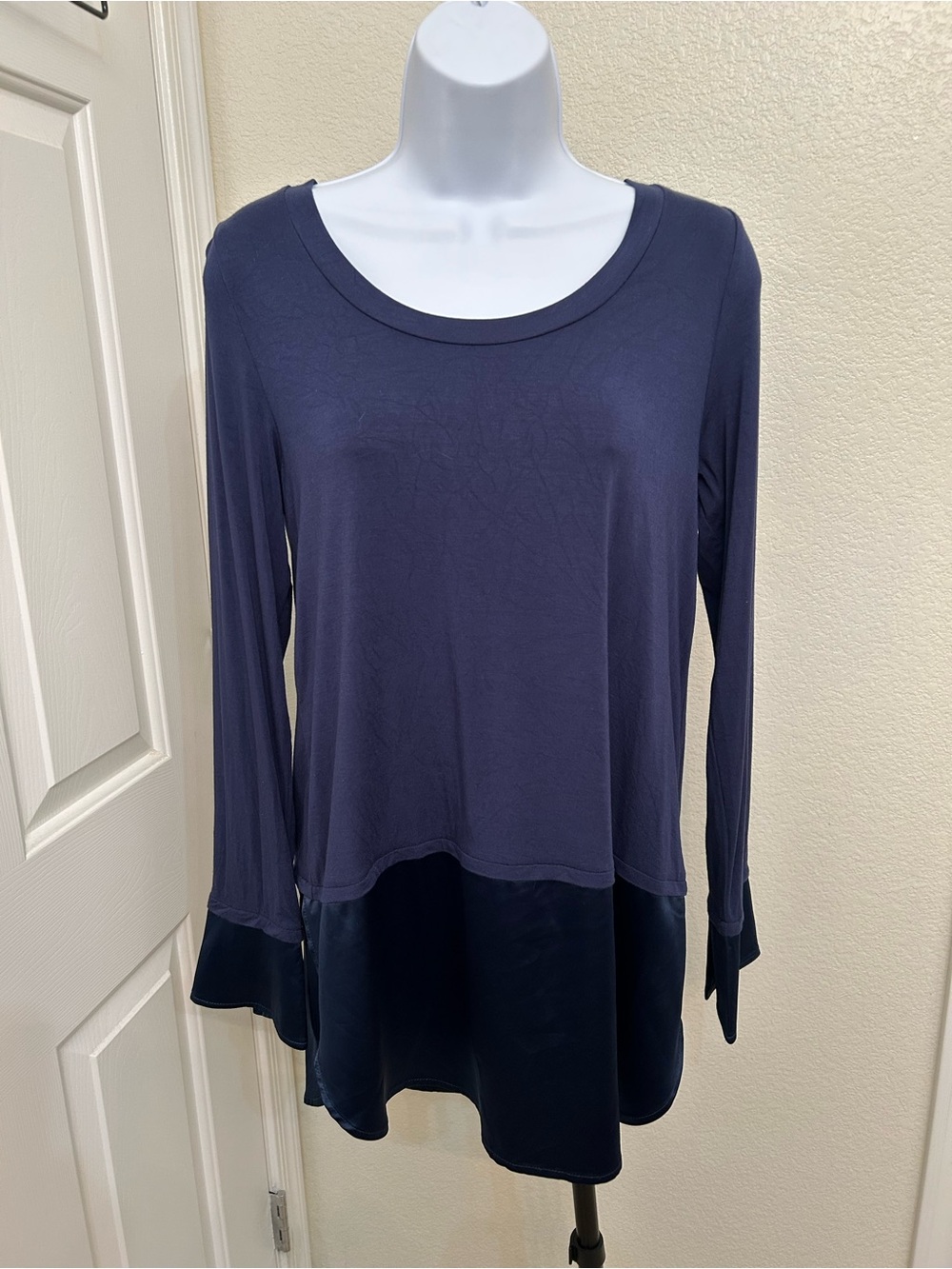Soft Surroundings Navy Long-Sleeve Layered Hem Tunic